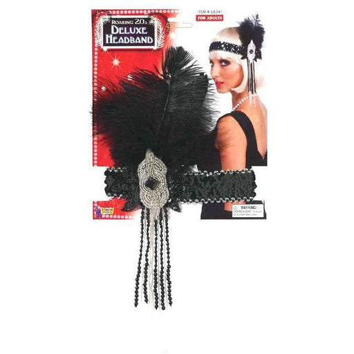 Deluxe Silver and Black Flapper Headband - Make It Up Costumes 