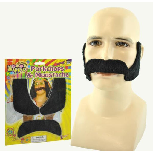 Fake Mustache and Porkchop Sideburns - Make It Up Costumes 