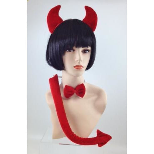 Red Velvet Devil Costume Accessories Set - Make It Up Costumes 