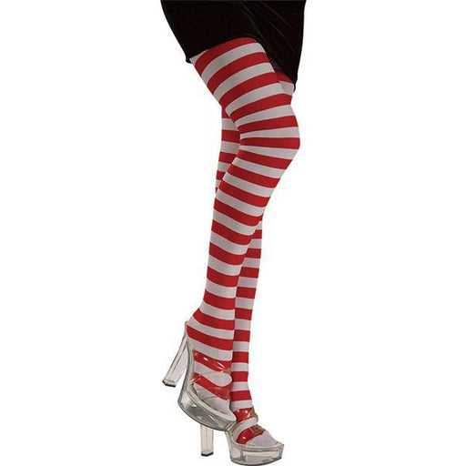 Ladies Red and White Striped Tights - Make It Up Costumes 