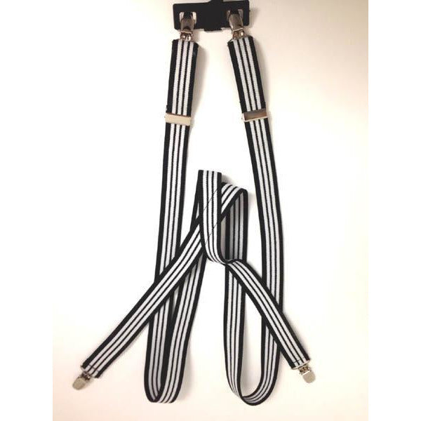 Striped Suspenders with Clips-black and white - Make It Up Costumes 