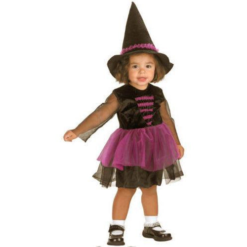 Toddler Girl Witch Costume - Black & Purple - Make It Up Costumes 