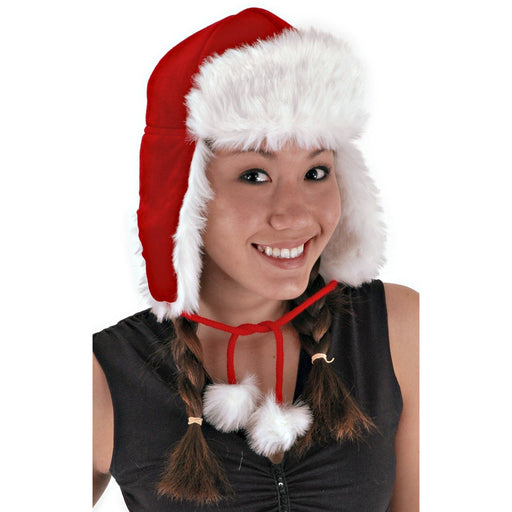 Red Santa Aviator Hat - Make It Up Costumes 