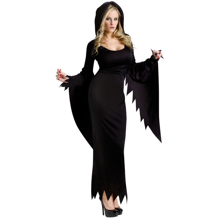 Long Black Hooded Dress - Make It Up Costumes 