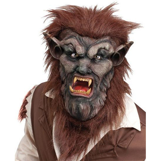 Brown Wolf Man Mask - Make It Up Costumes 