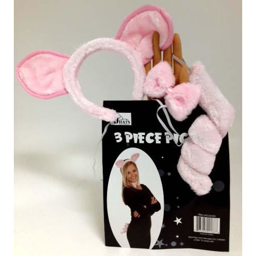 Pig Costume Accessories Kit with Tail, Ears and Bow Tie - Make It Up Costumes 