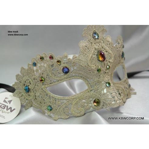 Venetian Lace Mask with Rhinestones - Make It Up Costumes 