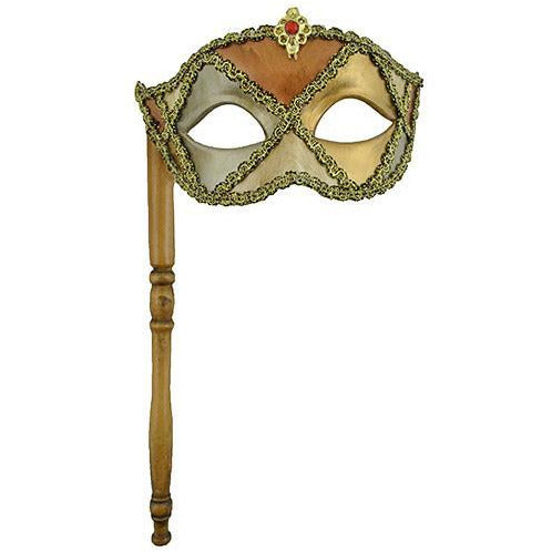 Harlequin Eye Mask on a Stick - Make It Up Costumes 