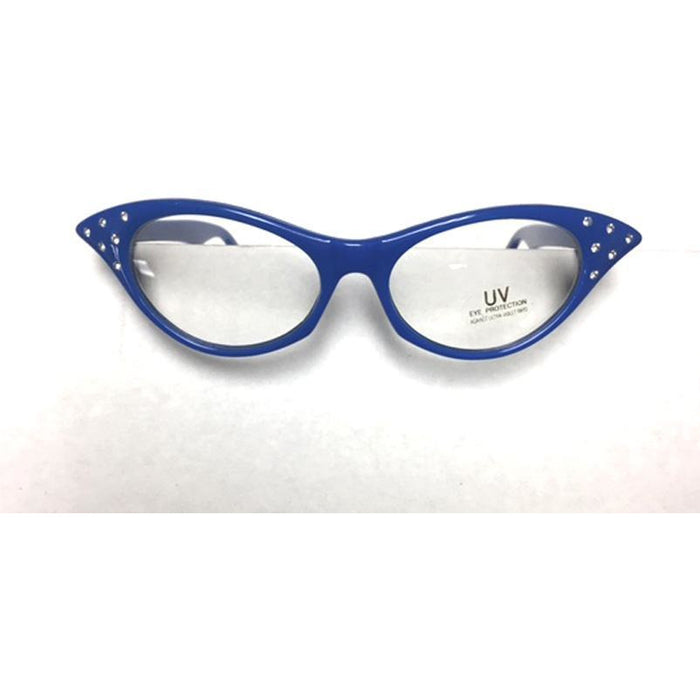 Blue Frame Cat Eye Glasses - Make It Up Costumes 