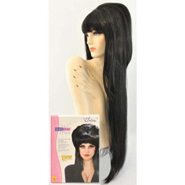Women's Long Black Elvira Wig - Make It Up Costumes 