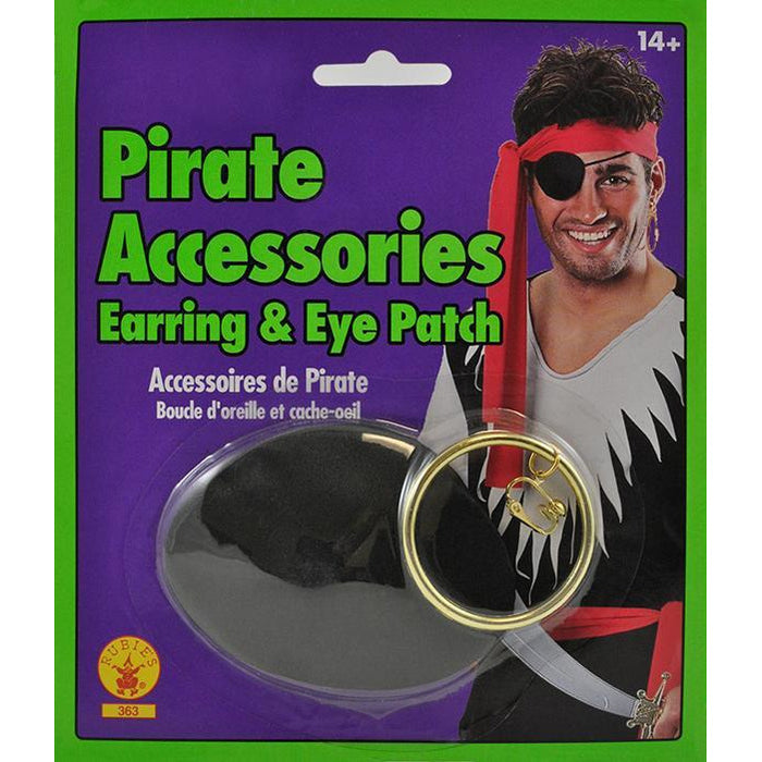 Pirate Eye Patch & Hoop Earring Set - Make It Up Costumes 