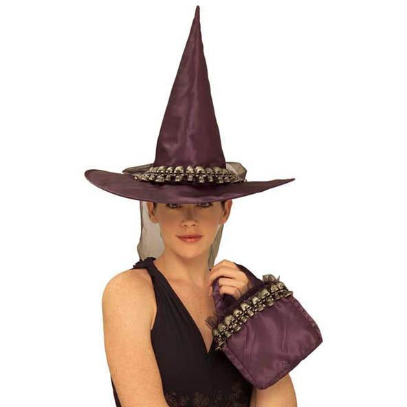 Skull Witch Hat with Purse Set - Make It Up Costumes 