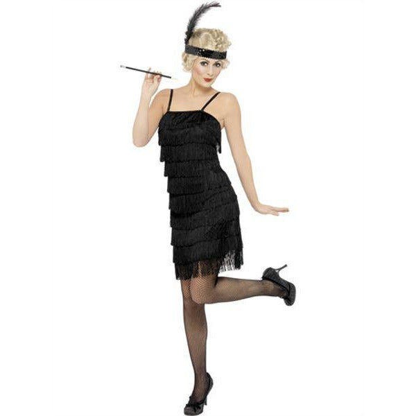 Adult Black Beaded Flapper Dress - Spirithalloween.com