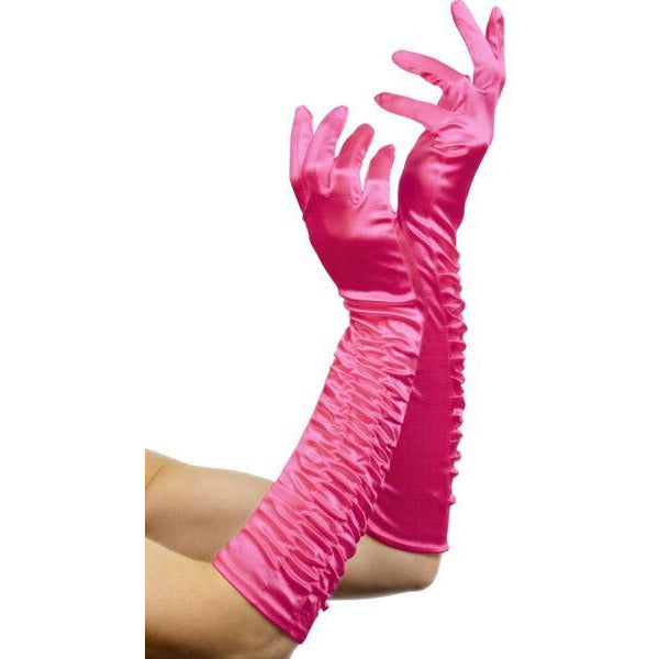 Long Hot Pink Temptress Gloves - Make It Up Costumes 