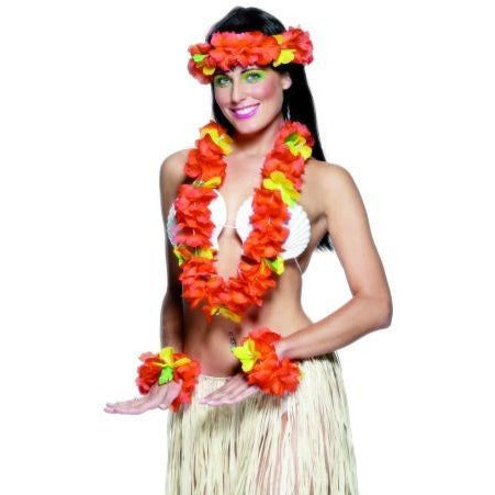 Hawaiian Lei Set with Headband, Bracelets and Necklace - Make It Up Costumes 