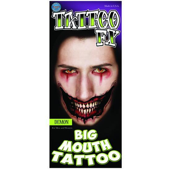 Demon Big Mouth Temporary Tattoo - Make It Up Costumes 